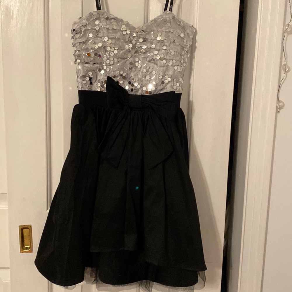 Black with silver sequins dress